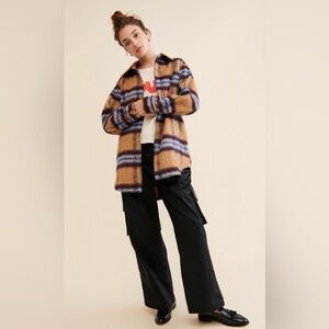Vigoss Tan and Blue Plaid Teddy Jacket